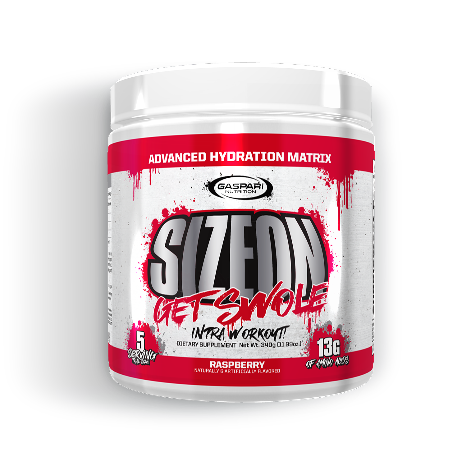 SizeOn intra-workout supplement in Raspberry flavor by Gaspari Nutrition