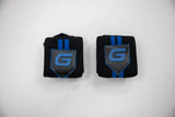 Gaspari Wrist Wraps featuring a black and blue design for enhanced wrist support during workouts.